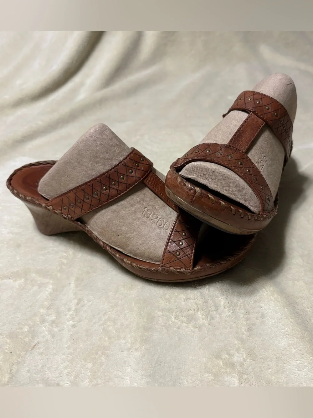 Ariat Brown Leather T-Strap Wedge Sandals